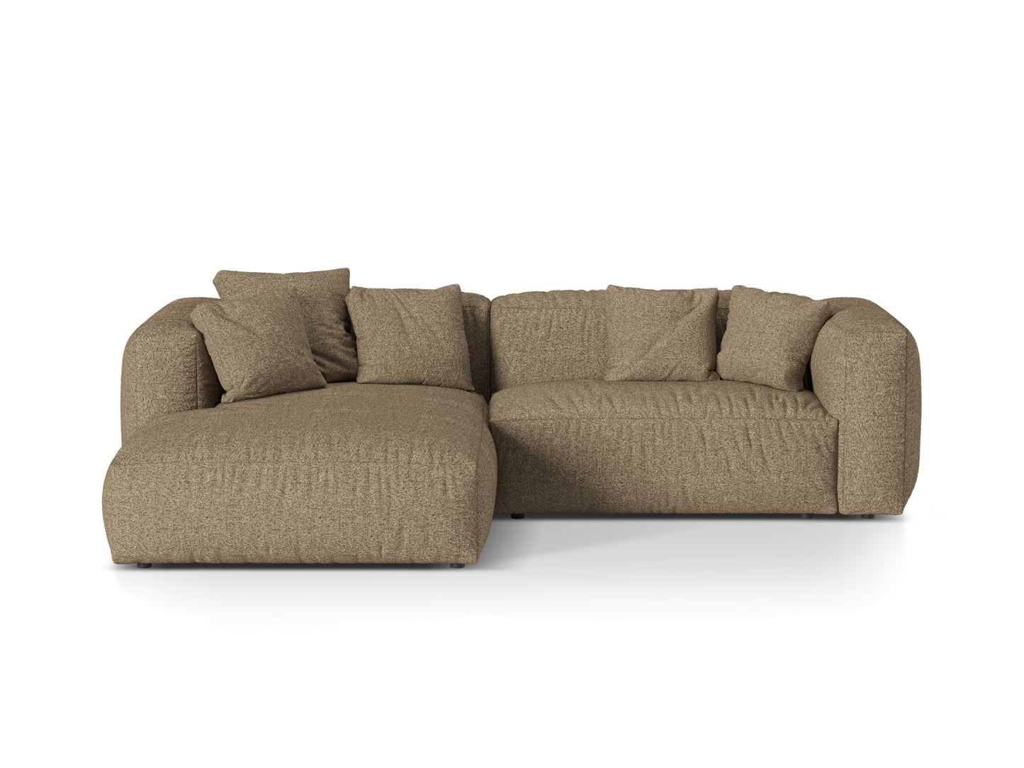 Martina — Corner Sofa Cappuccino (Monet Cappucino) Black Plastic Left