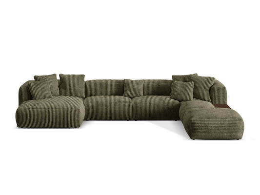 Martina — Panoramic Sofa Moss Green (Tilia 37) Black Plastic Right