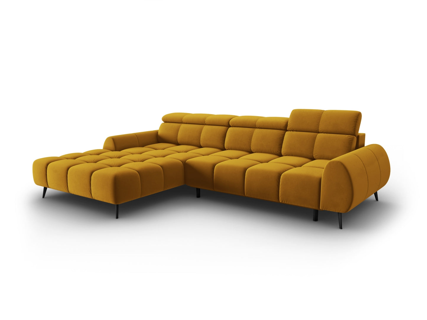 Alyse — Corner Sofa Yellow (Bluvel 68) Black Metal Left