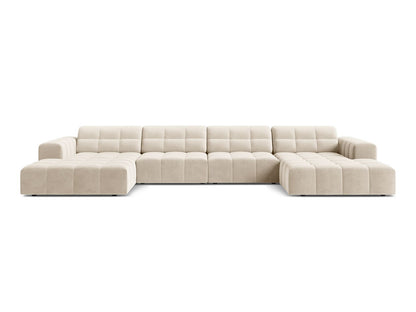 Jennifer — Panoramic Sofa Light Beige (Bluvel 22) Black Plastic