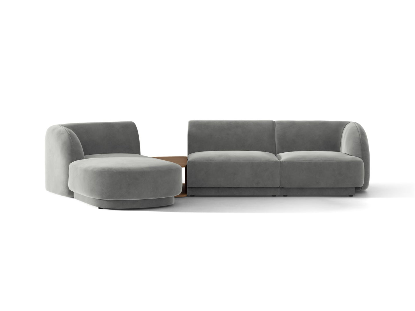 Miley — Sofa Light Grey (Venus 2929) Black Plastic Left