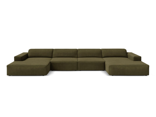 Jodie — Panoramic Sofa Green (Bluvel 77) Black Plastic