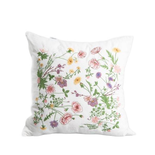 Meadow Flowers Embroidered Pillowcase 45x45cm