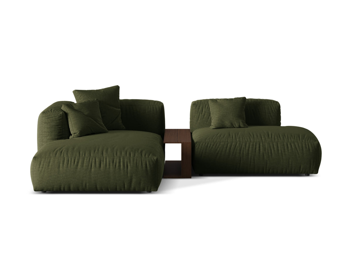 Martina — Corner Sofa Green (Boston Forest) Black Plastic Left