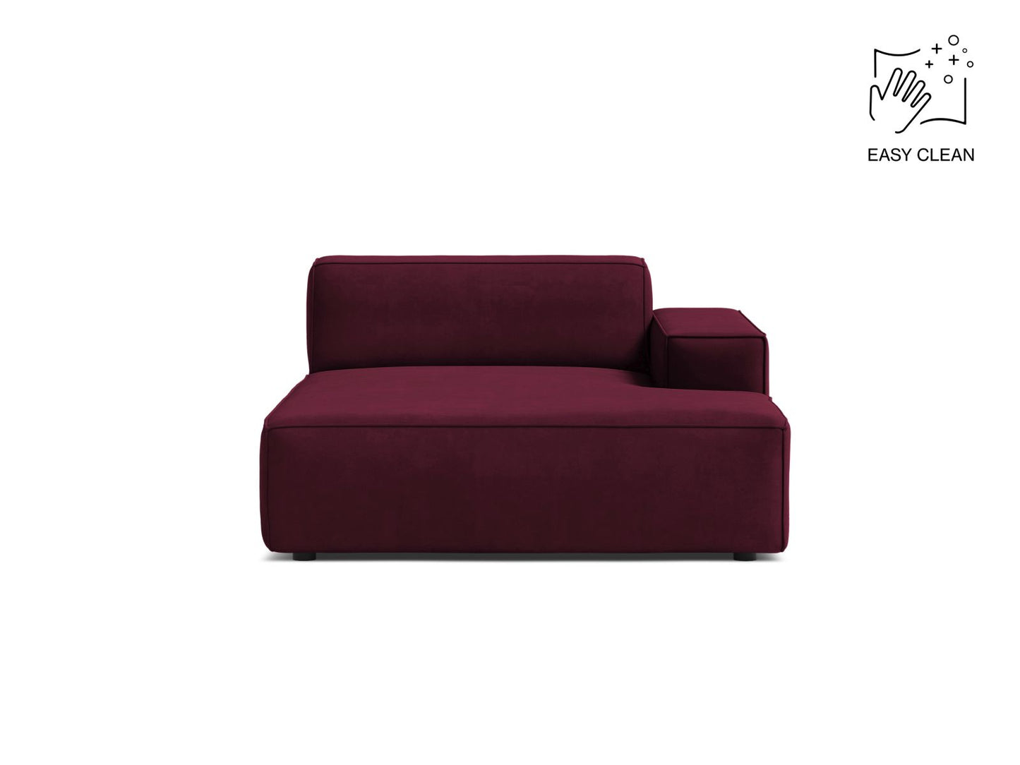 Jodie — Chaise Longue Burgundy (Venus 2932) Black Plastic Right
