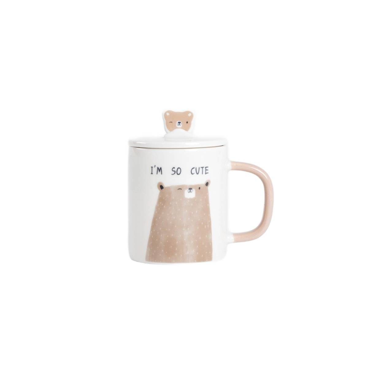 BATIS Ceramic Mug with Brown Teddy Bear and Porcelain Lid 0.35L