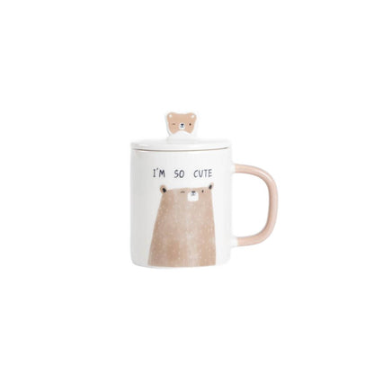 BATIS Ceramic Mug with Brown Teddy Bear and Porcelain Lid 0.35L
