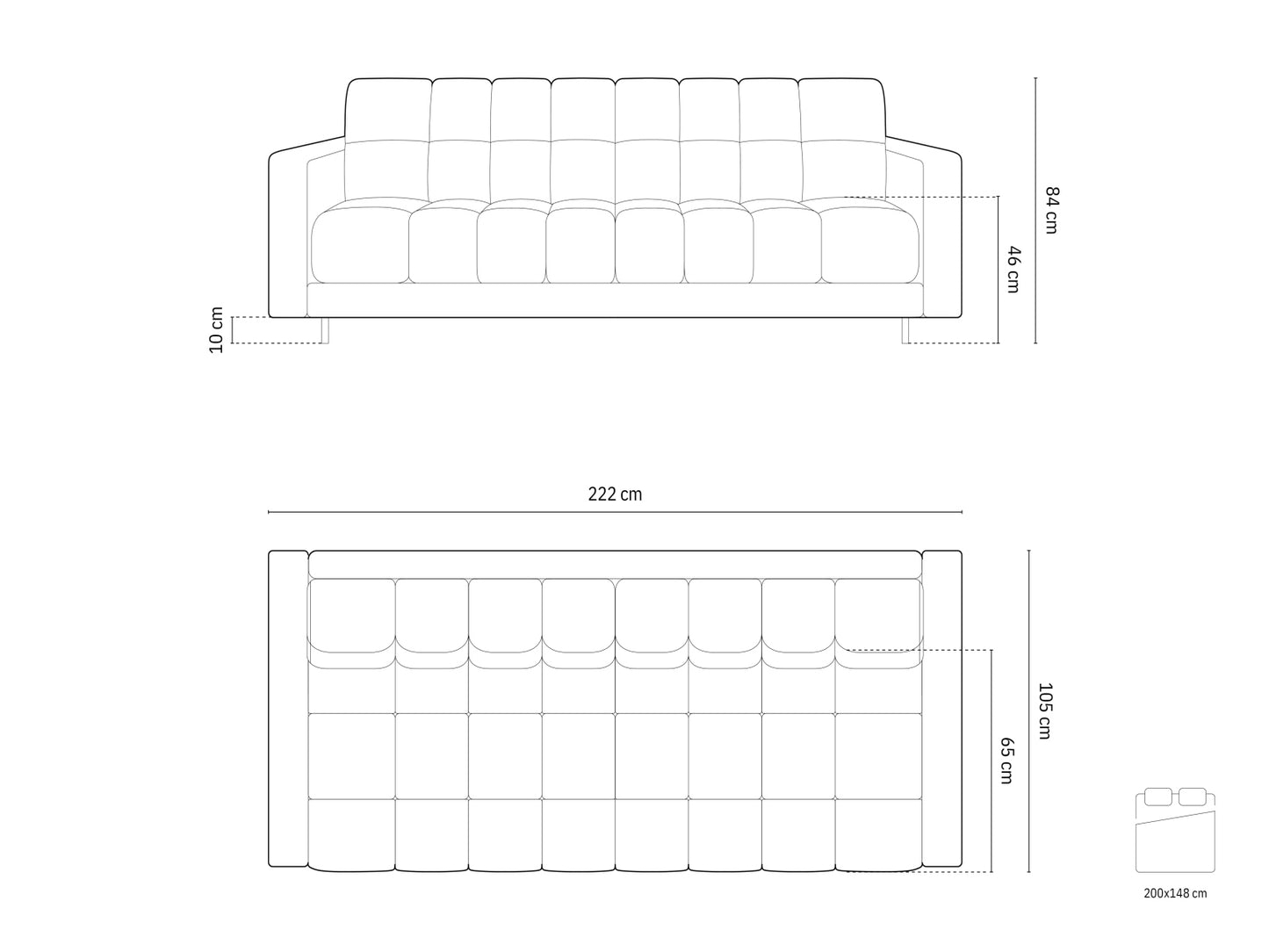Bali — Sofa (222x84x105 cm)