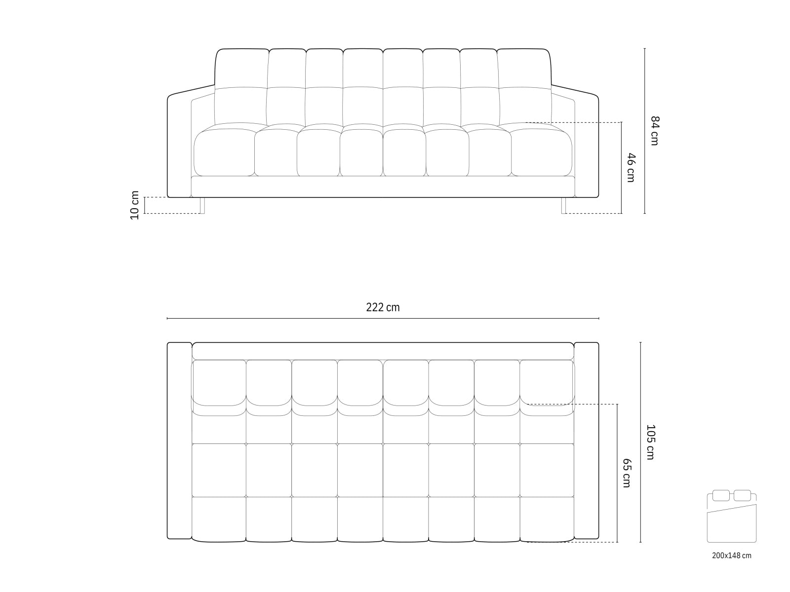 Bali — Sofa (222x84x105 cm)