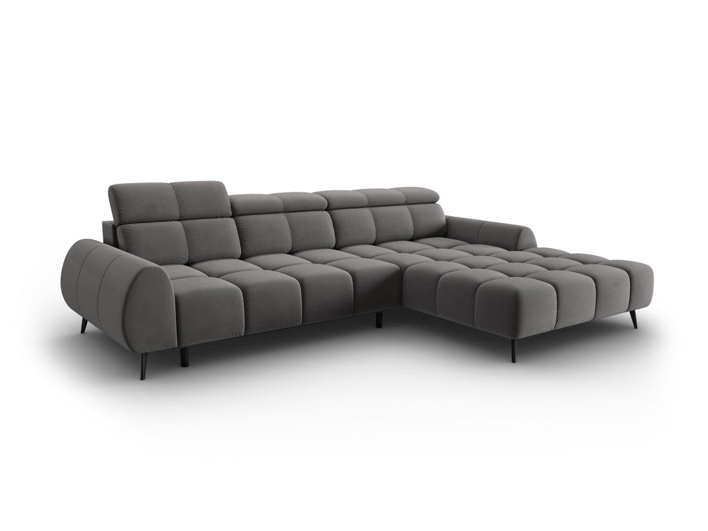 Alyse — Corner Sofa Light Grey (Bluvel 13) Black Metal Right