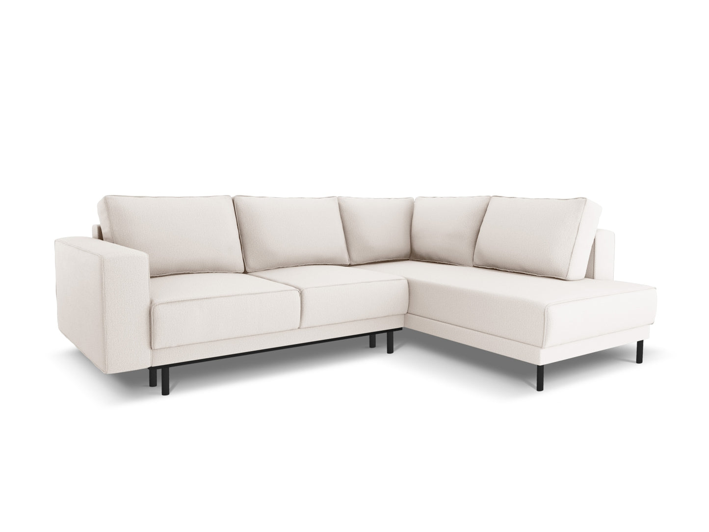 Caro — Corner Sofa Light Beige (Megan 351) Black Beech Wood Right