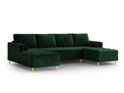 Aspen — Panoramic Sofa Bottle Green (Salvador 7) Gold Metal
