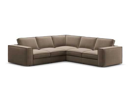 Pola — Corner Sofa Grey Brown (Salvador 3) Black Plastic