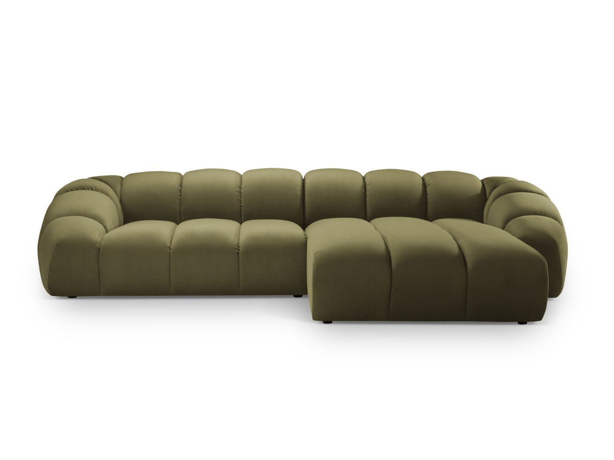 Diana — Corner Sofa Green (Salvador 8) Black Plastic Right