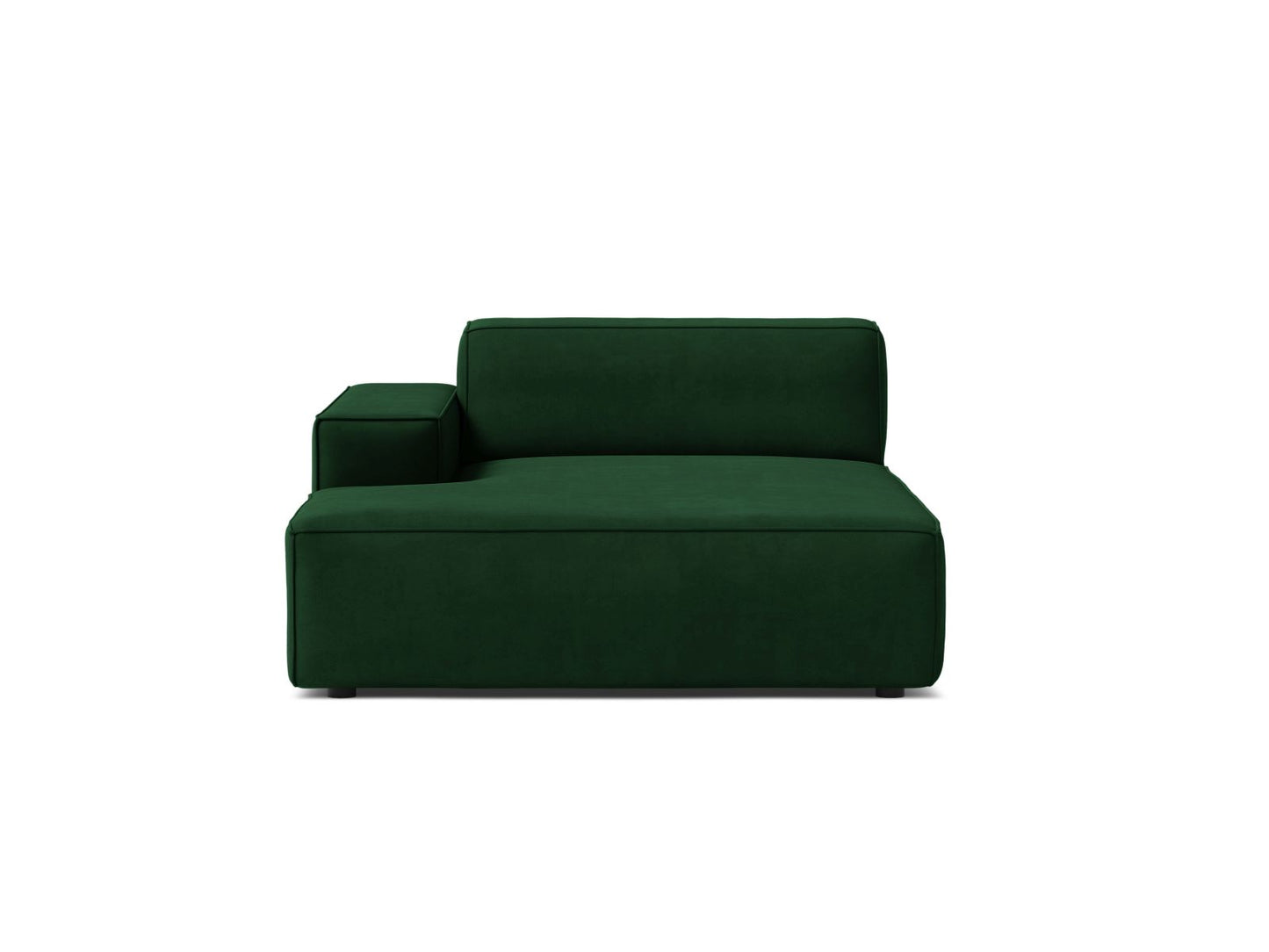 Jodie — Chaise Longue Bottle Green (Bluvel 78) Black Plastic Left