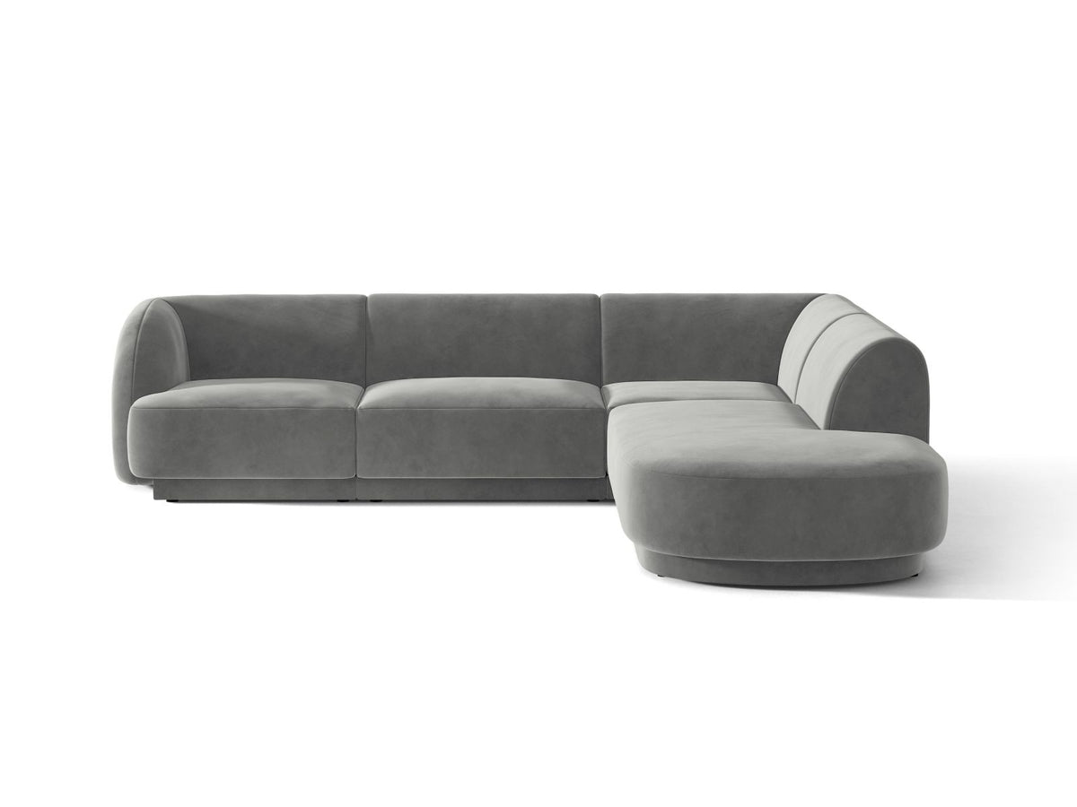 Miley — Corner Sofa Light Grey (Venus 2929) Black Plastic Right