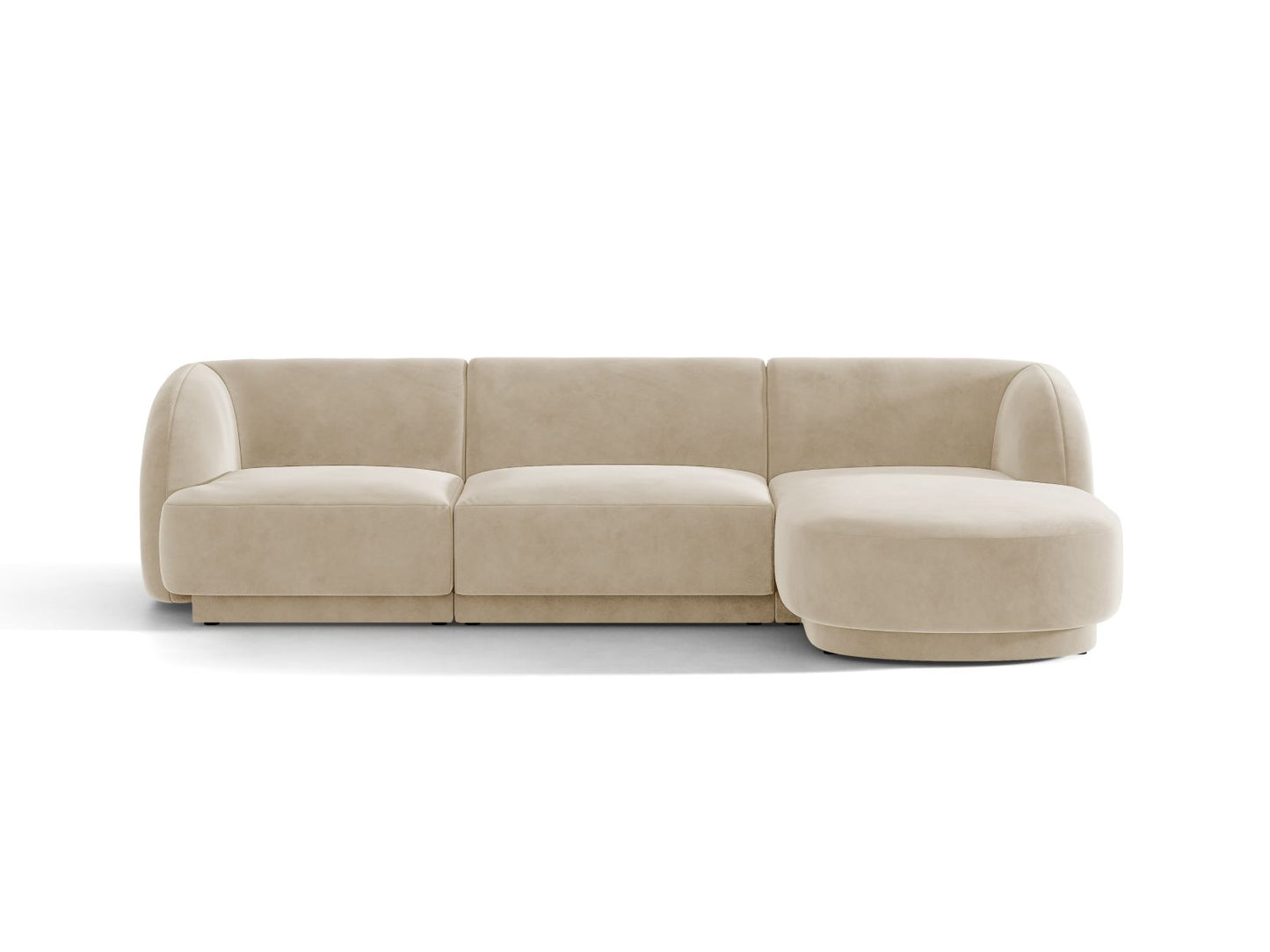 Miley — Corner Sofa Beige (Venus 2928) Black Plastic Right