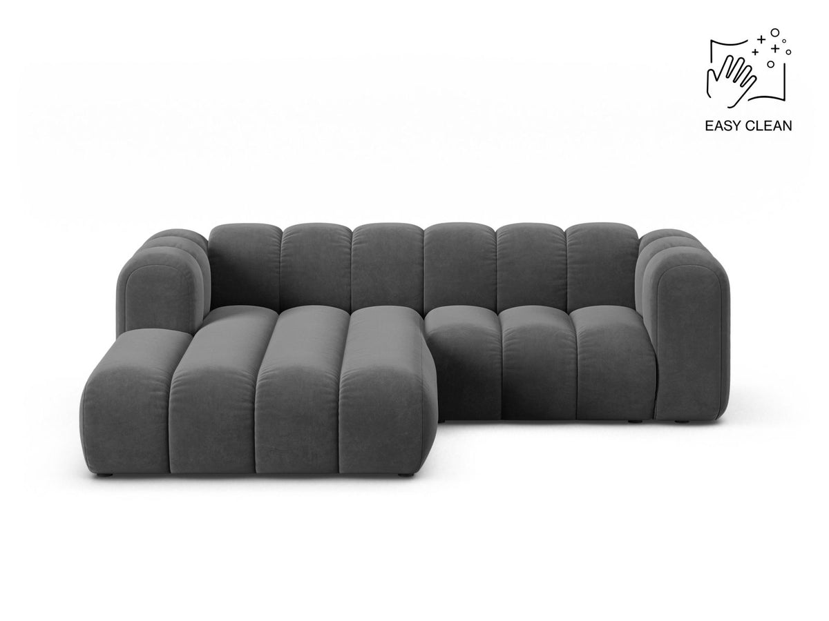 Lupine — Corner Sofa Grey (Venus 2930) Black Plastic Left