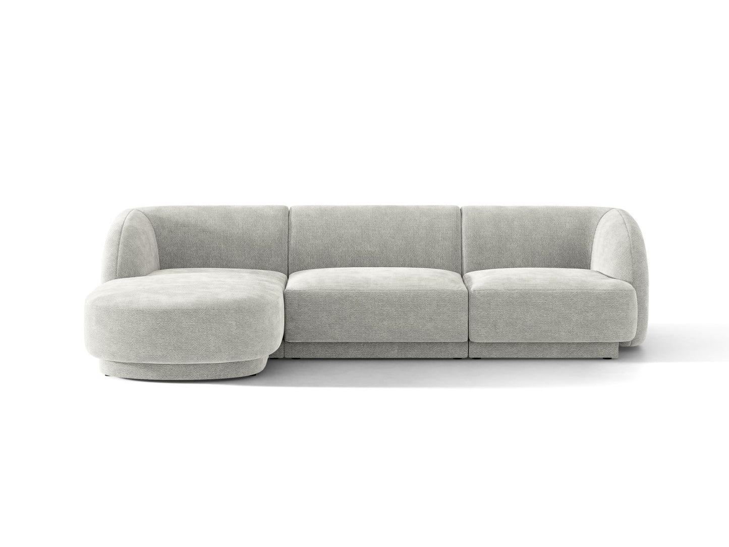 Miley — Corner Sofa Silver (Eden 17 Silver) Black Plastic Left