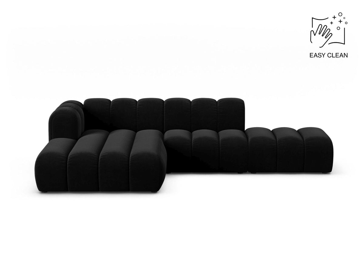 Lupine — Corner Sofa Black (Venus 2923) Black Plastic Left