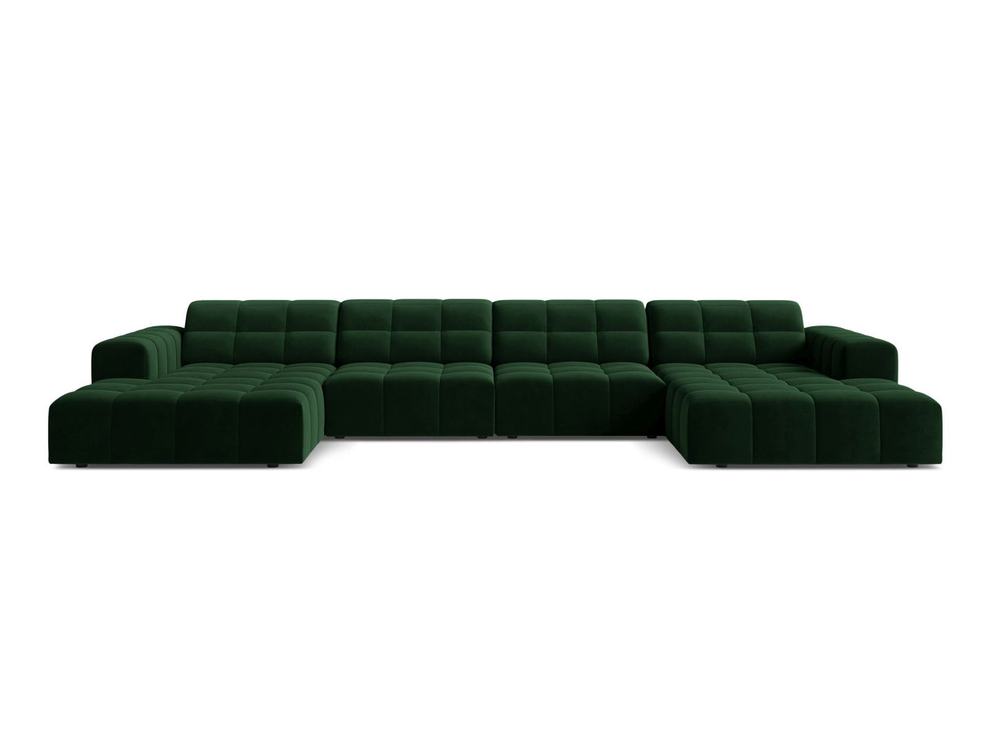 Jennifer — Panoramic Sofa Bottle Green (Bluvel 78) Black Plastic