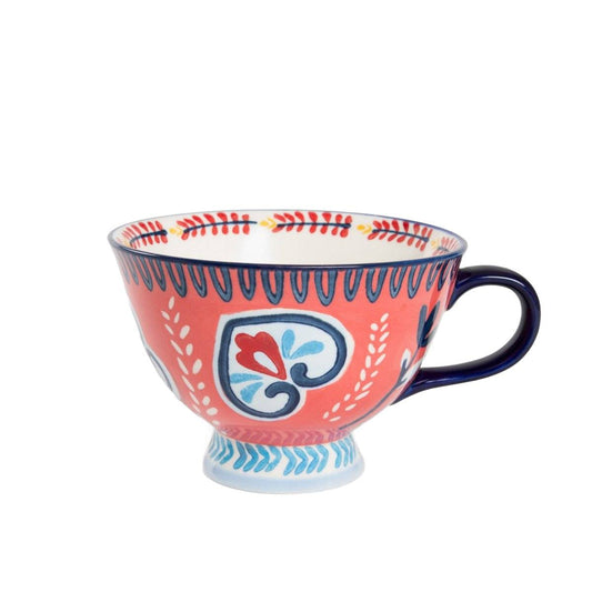 SHILLA Hand-Painted Ceramic Mug with Navy Blue Handle 0.4L