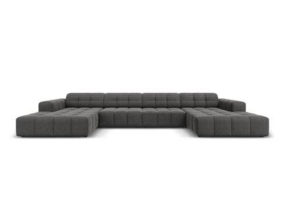 Chicago — Panoramic Sofa Grey (Bluvel 14) Black Plastic