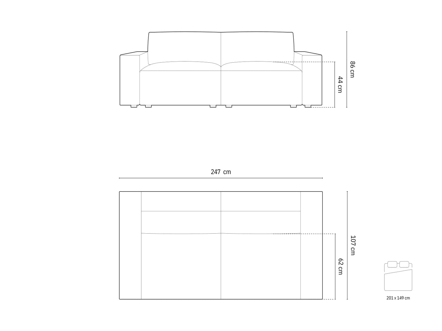 Jodie — Sofa (247.0x107.0x86.0 cm)