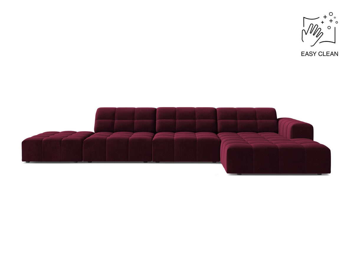 Jennifer — Corner Sofa Burgundy (Venus 2932) Black Plastic Right