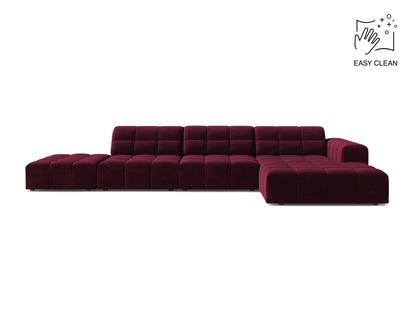 Jennifer — Corner Sofa Burgundy (Venus 2932) Black Plastic Right