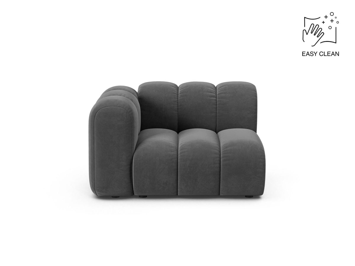 Lupine — Modular Sofa Grey (Venus 2930) Black Plastic Left