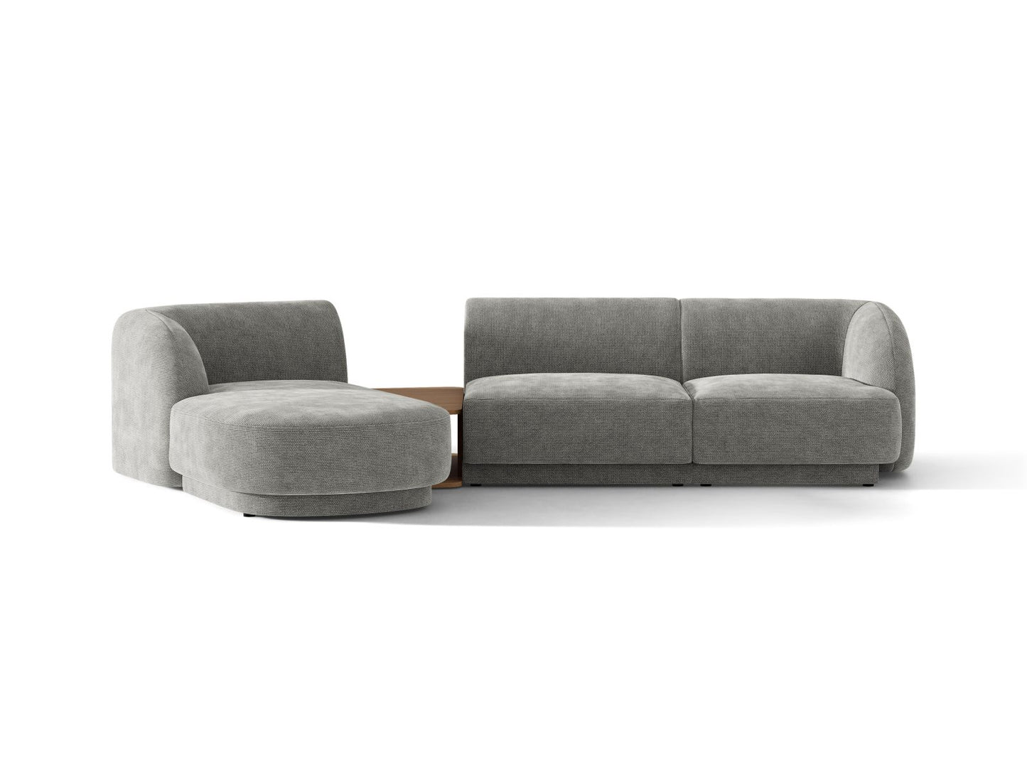 Miley — Sofa Light Grey (Eden 18 Grey) Black Plastic Left