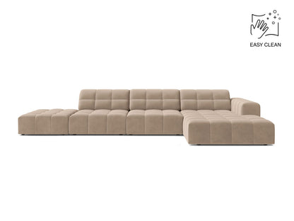 Jennifer — Corner Sofa Beige (Venus 2928) Black Plastic Right