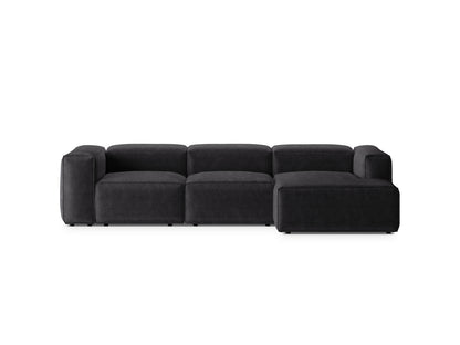 Bergamo — Corner Sofa Grey (Perla 35) Black Plastic Right