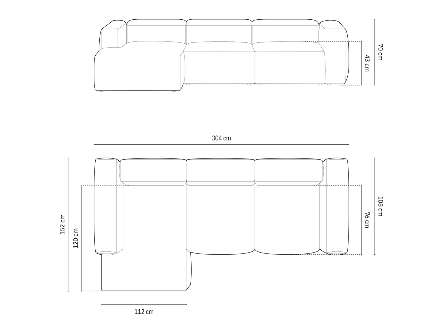Bergamo — Corner Sofa (304x152x70 cm)