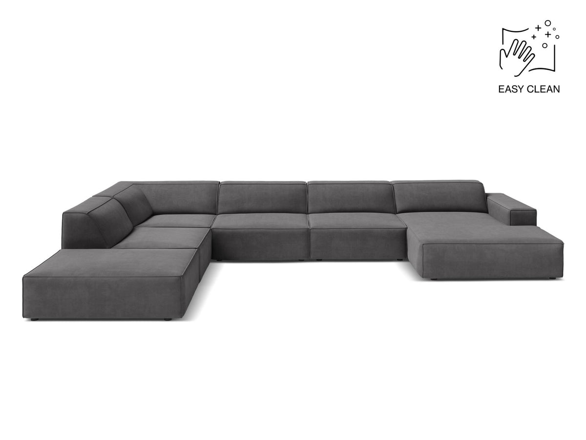 Jodie — Panoramic Sofa Grey (Venus 2930) Black Plastic Left
