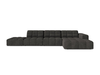 Jennifer — Corner Sofa Dark Grey (Eden 20 Graphite) Black Plastic Right