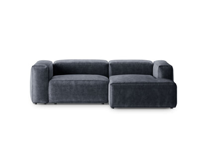 Bergamo — Corner Sofa Muted Blue (Perla 45) Black Plastic Right