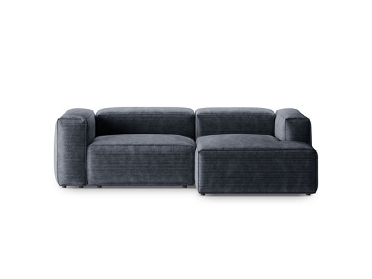 Bergamo — Corner Sofa Muted Blue (Perla 45) Black Plastic Right