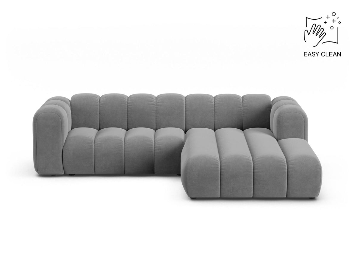 Lupine — Corner Sofa Light Grey (Venus 2929) Black Plastic Right