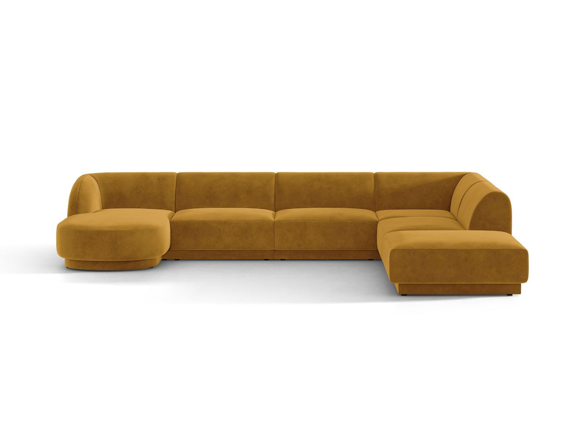 Miley — Panoramic Sofa Yellow (Bluvel 68) Black Plastic Right