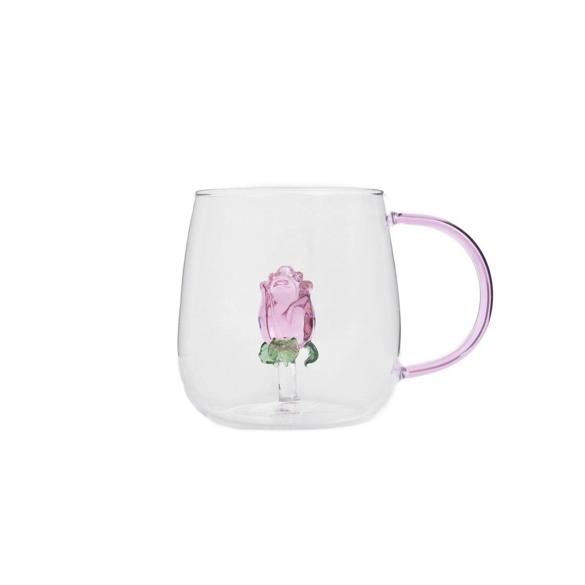 Rosado Glass Mug with Rose Design 0.4L