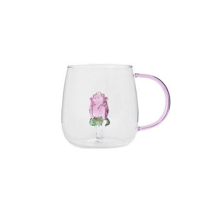 Rosado Glass Mug with Rose Design 0.4L