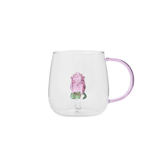 Rosado Glass Mug with Rose Design 0.4L