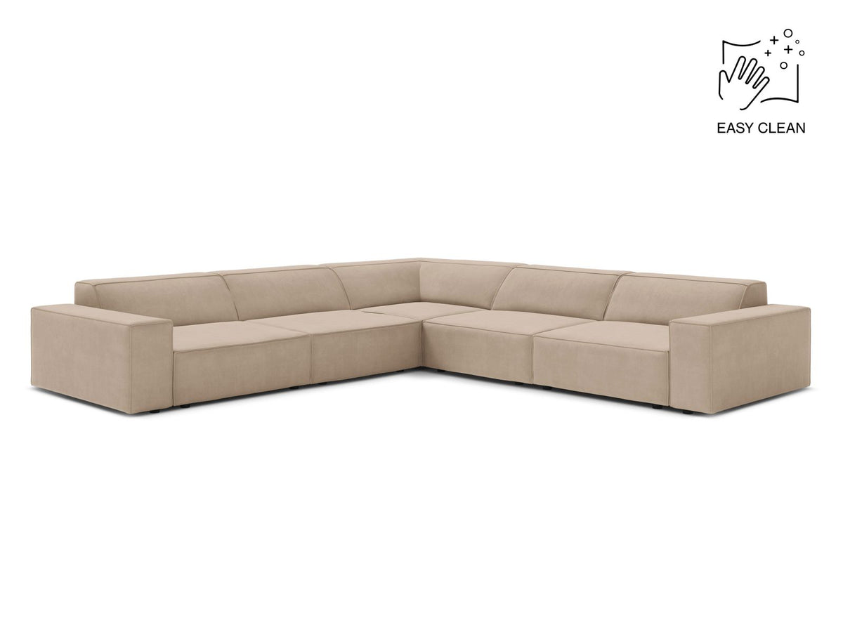 Jodie — Corner Sofa Beige (Venus 2928) Black Plastic