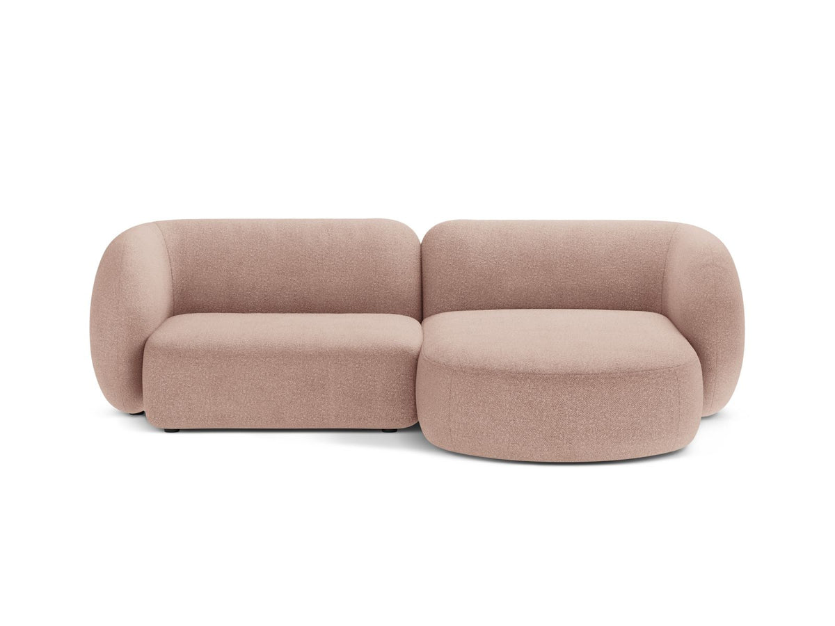 Kate — Corner Sofa Powder Pink (Baloo 2072) Black Plastic Right