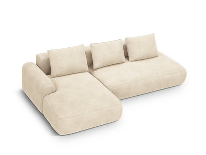 Calma — Corner Sofa Light Beige (Vogue 1) Black Plastic Left