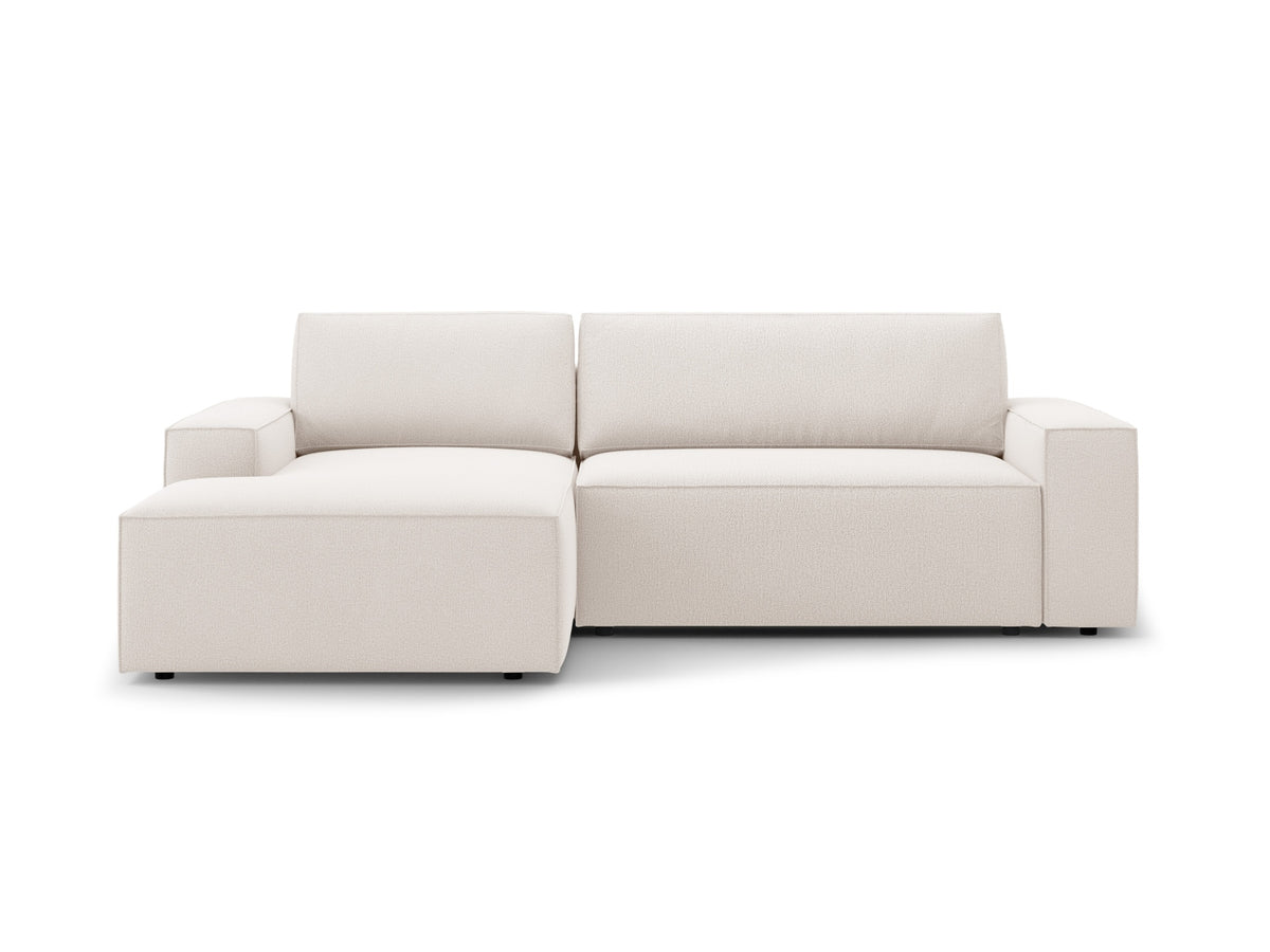Jodie — Corner Sofa Light Beige (Megan 351) Black Plastic Left