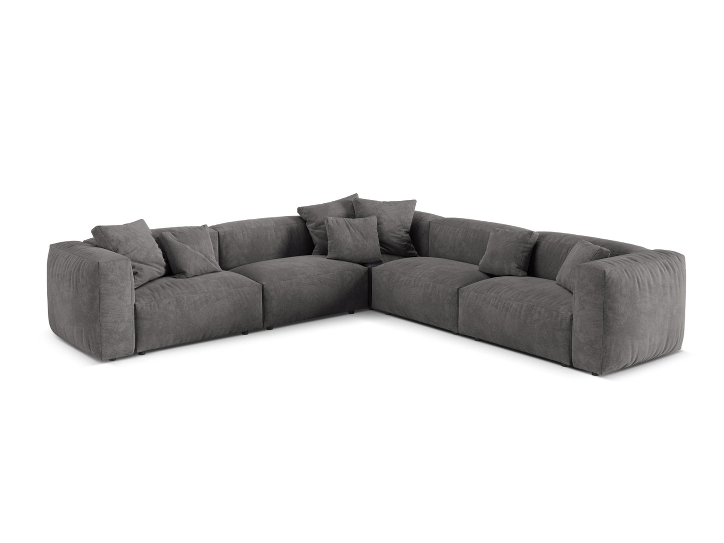 Martina — Corner Sofa Grey (Vogue 15) Black Plastic