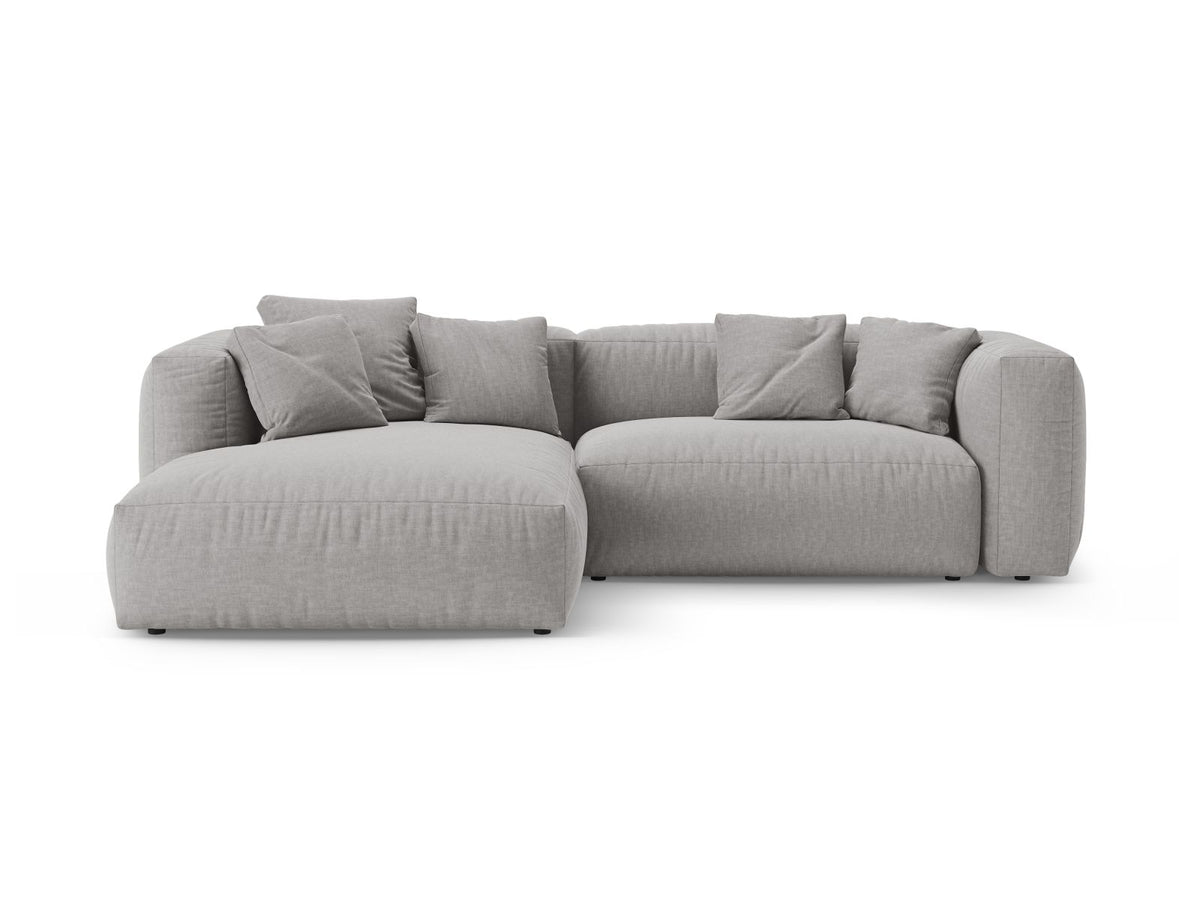 Martina — Corner Sofa Light Grey (Boston Light Grey) Black Plastic Left